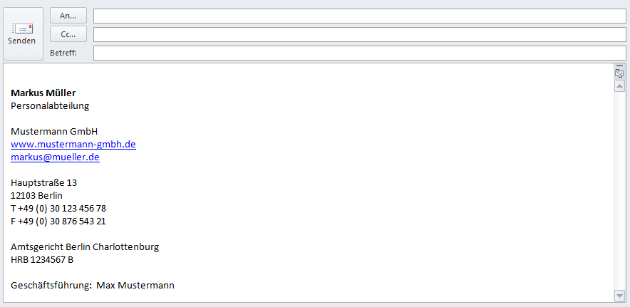 e mail signatur vorlage privat