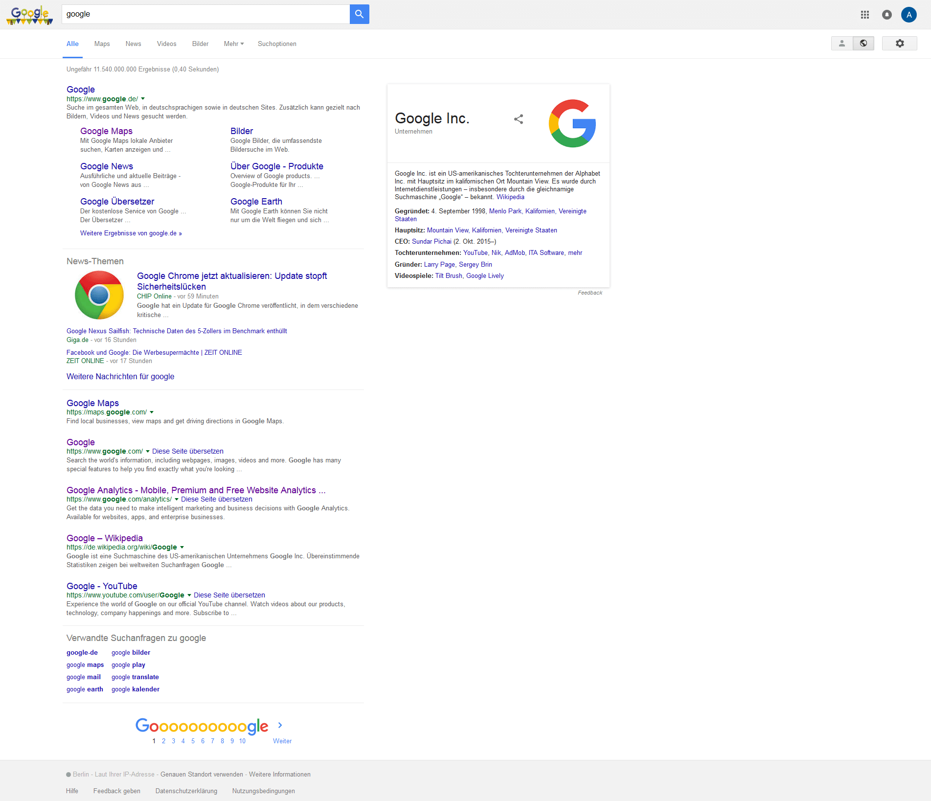 Google-Search im Jahr 2016