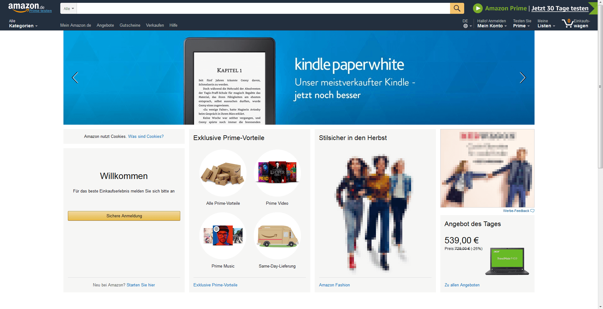 Startseite von Amazon.de