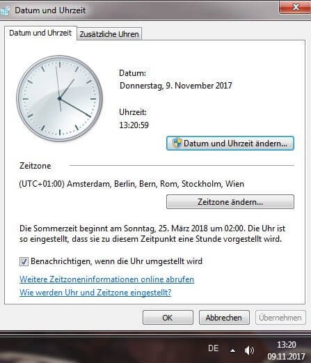 Windows-Systemeinstellungen: Datum und Uhrzeit