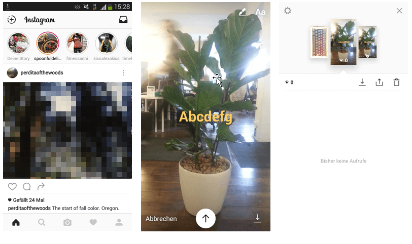 Instagram-App mit separater Leiste für Stories, Bearbeitungsmodus im Aufnahmefenster und Analytics-Funktion für Stories