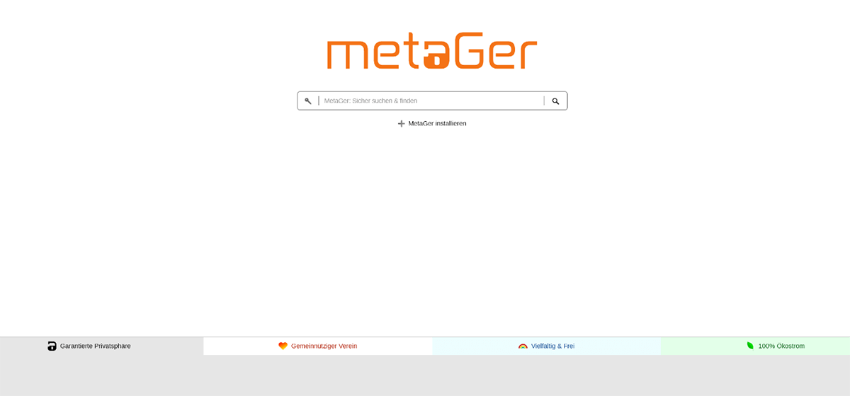 Startseite von MetaGer