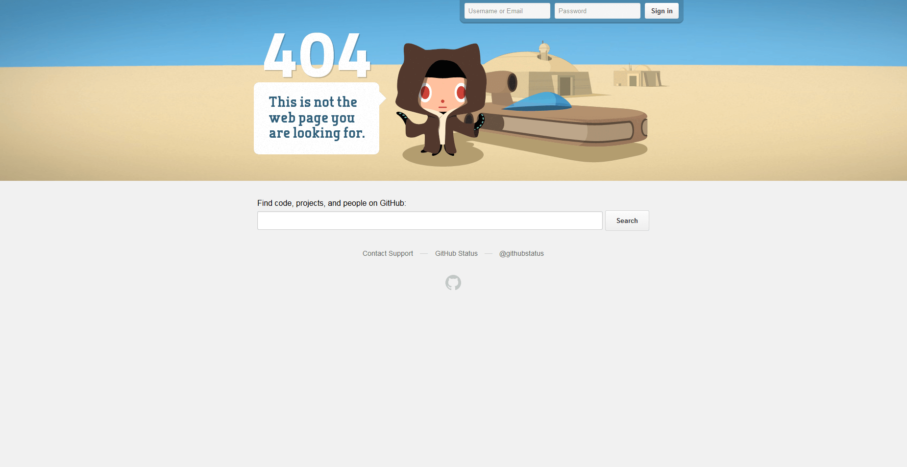 Die 404-Seite von GitHub