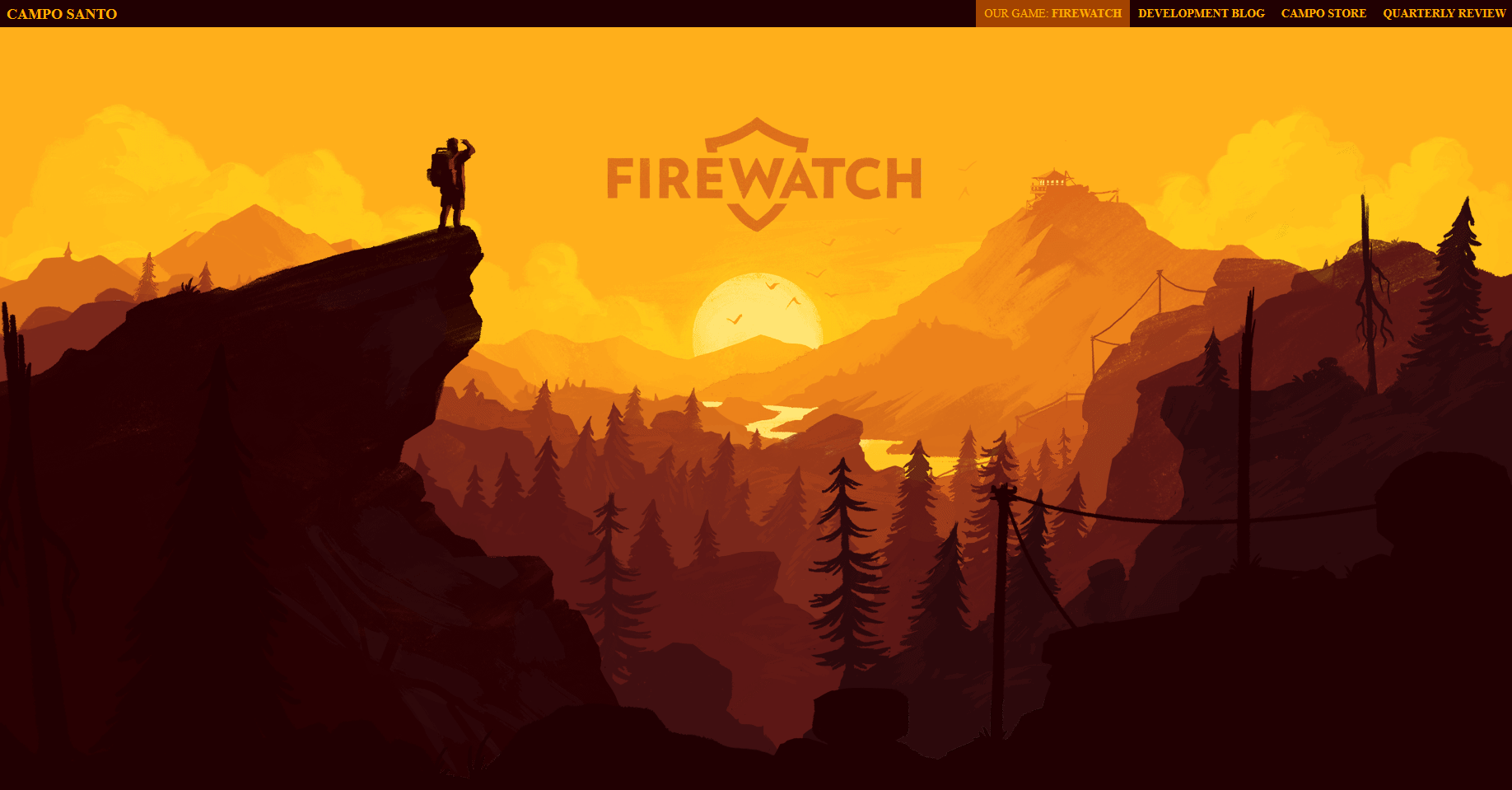 Kopfbereich der Website firewatchgame.com vor dem Scrollen