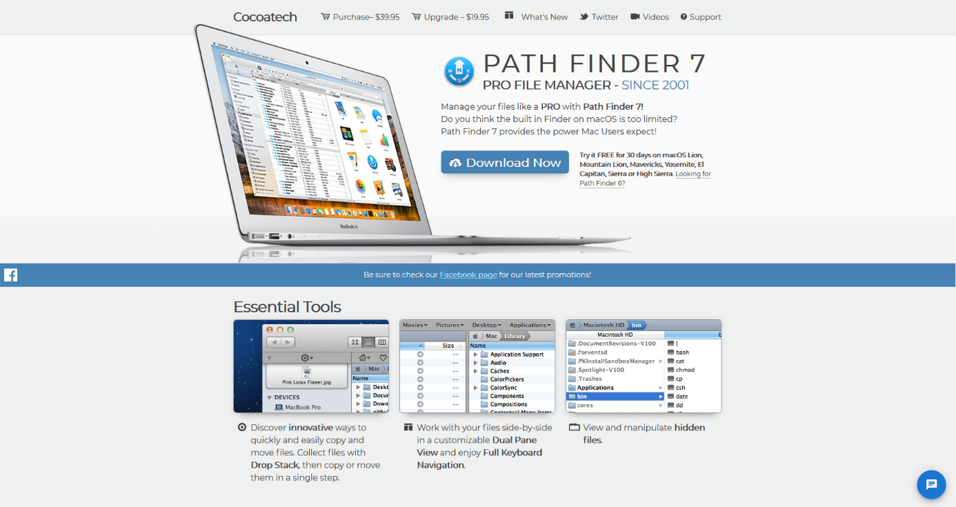 Produkt-Website zum macOS-File-Manager Path Finder 7