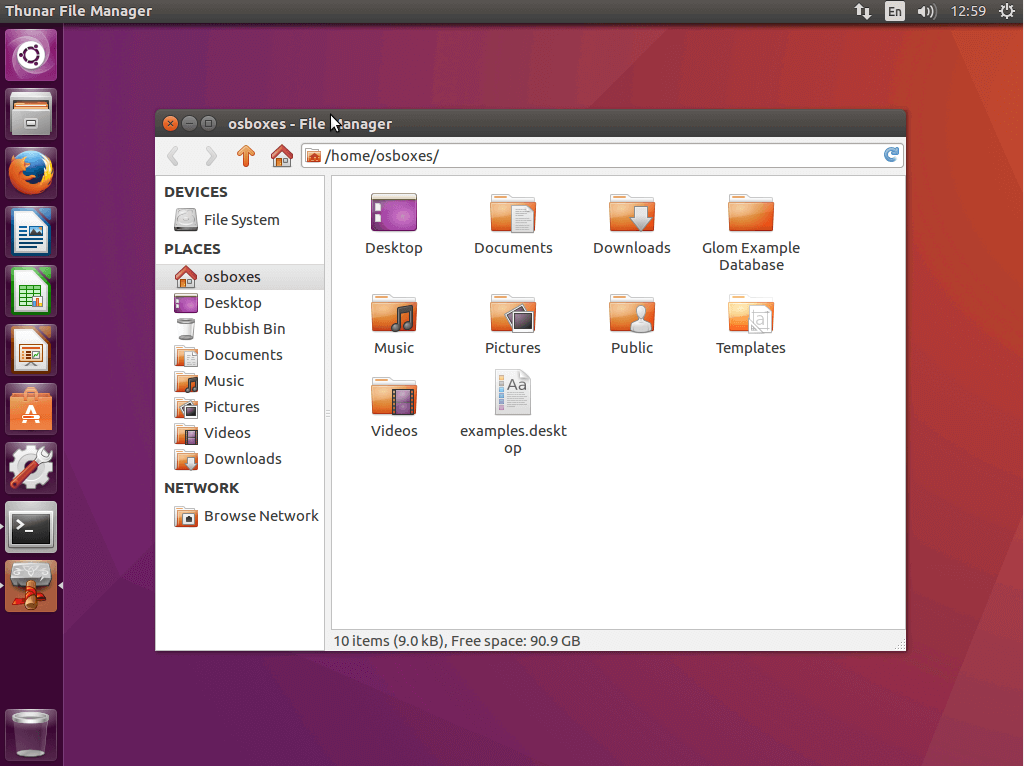 Die Benutzeroberfläche des Linux-Dateimanagers Thunar