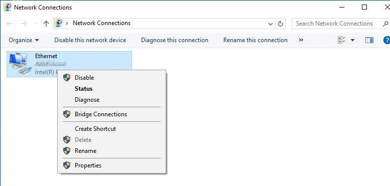Eingerichtete Netzwerkverbindung in Windows 10