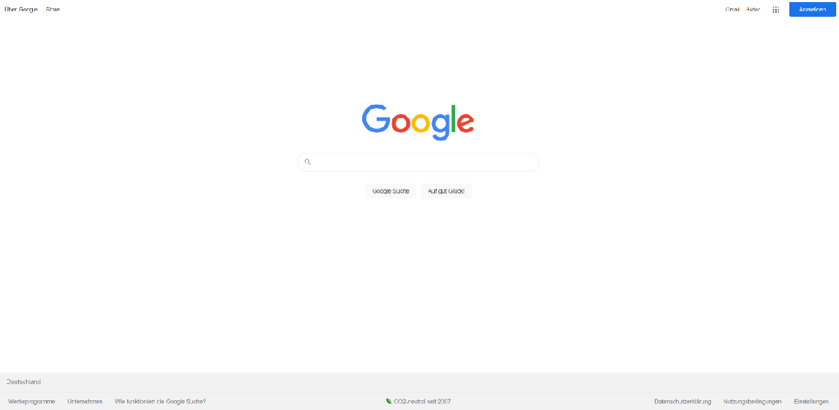 Startseite des Suchmaschinenmarktführers Google
