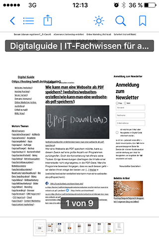 Die iBooks-PDF-Anzeige