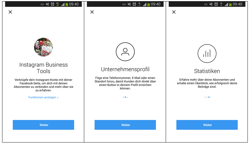 Startseite der Instagram Business Tools