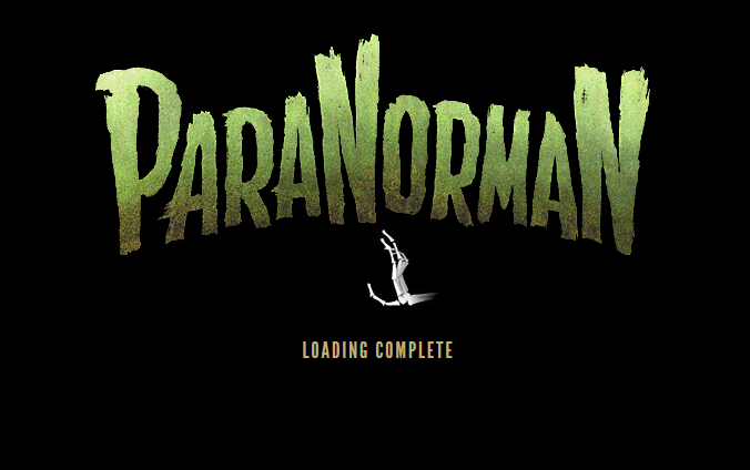 Ladebildschirm für die Website des Animationsfilms ParaNorman