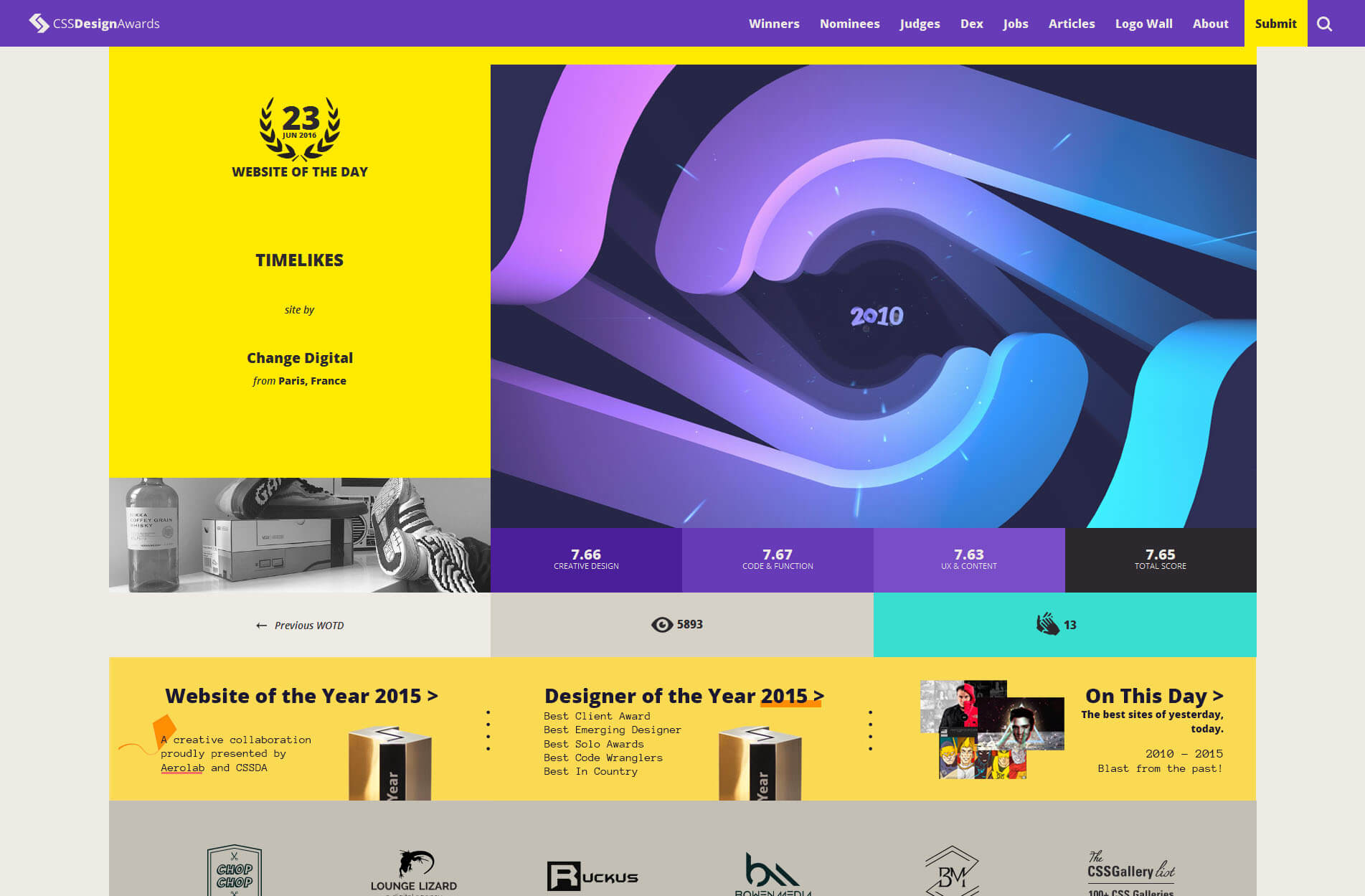 Startseite der CSS Design Awards