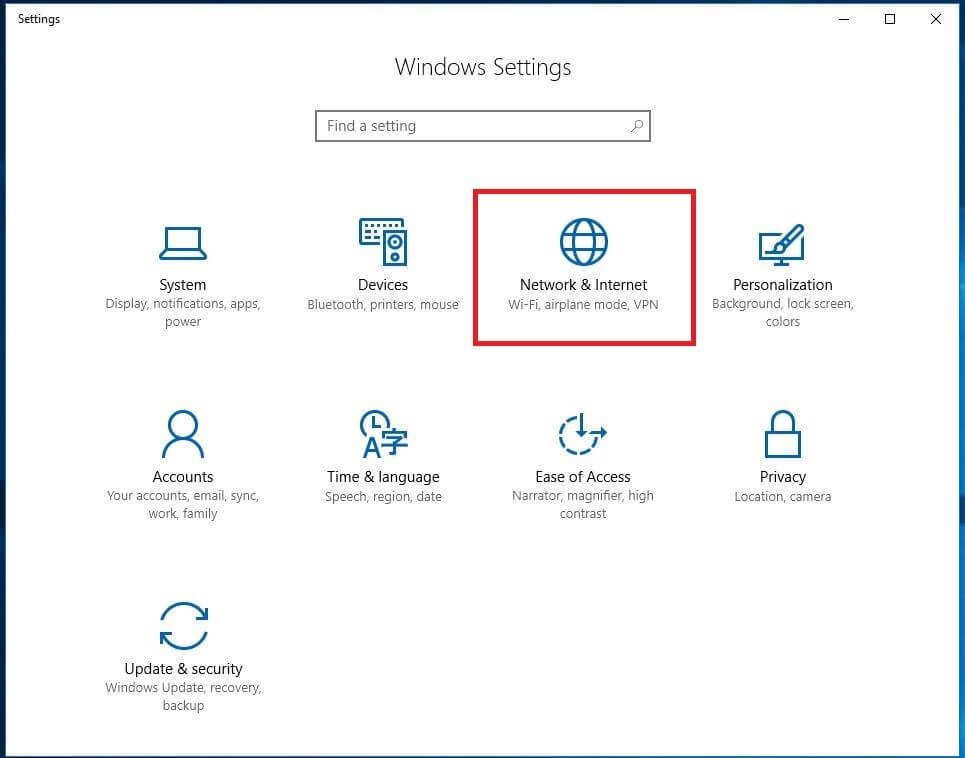 Windows-10-Einstellungen: „Netzwerk & Internet“ 