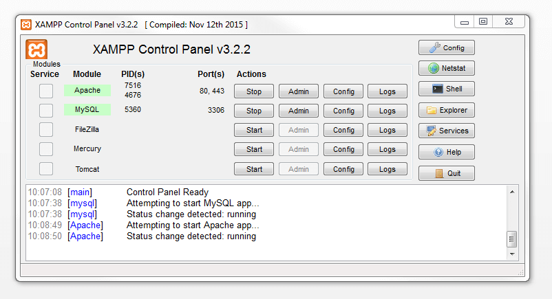 Das XAMPP-Control-Panel