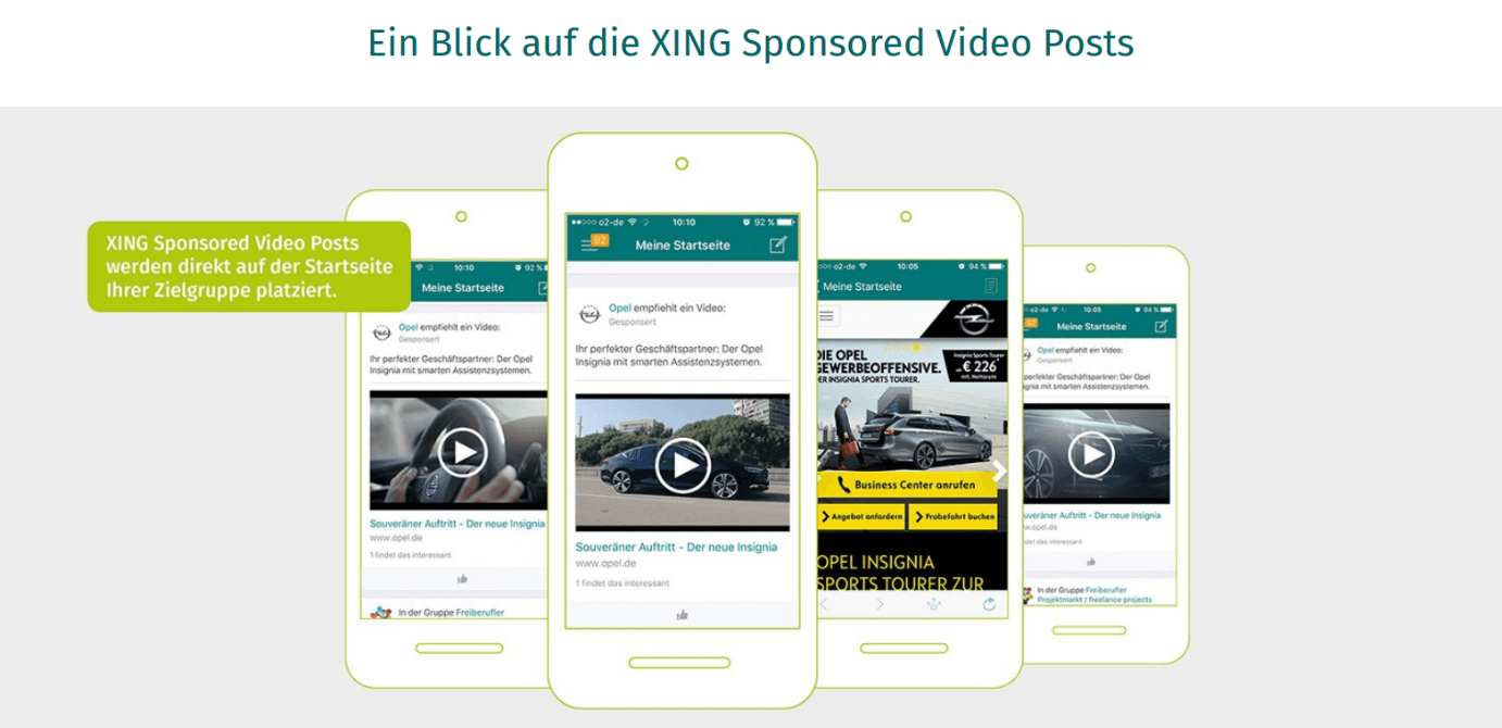 Sponsored Video Posts von XING