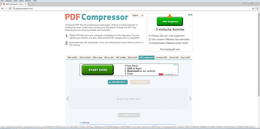 PDFCompressor-Benutzeroberfläche