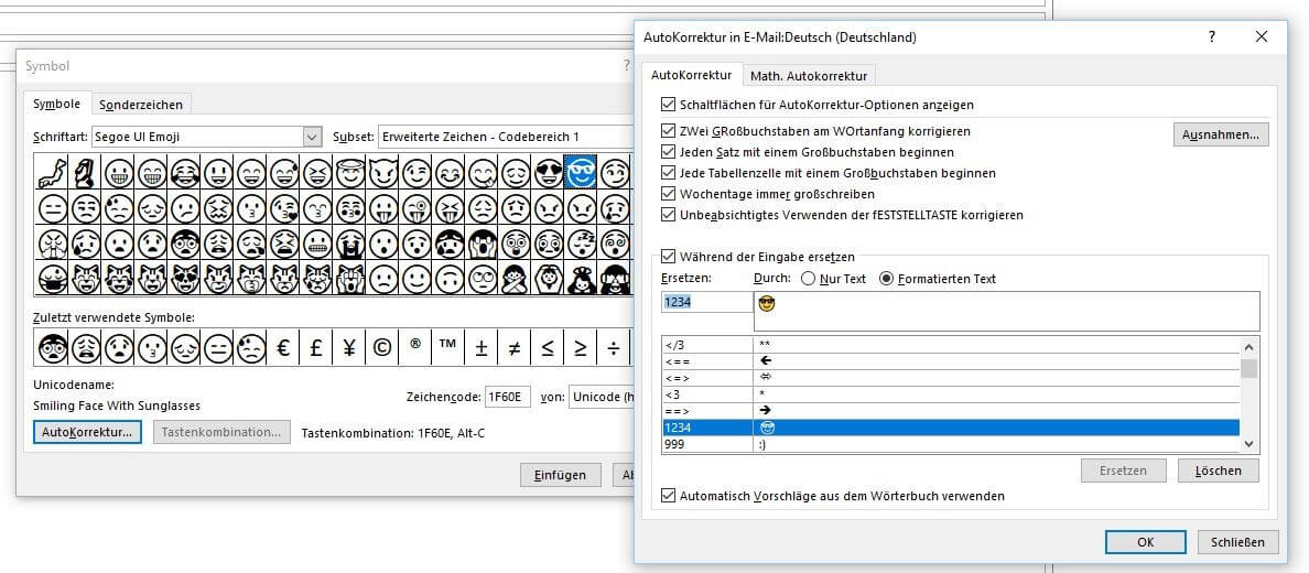 Tastaturkürzel smiley dsdsdsdsaa