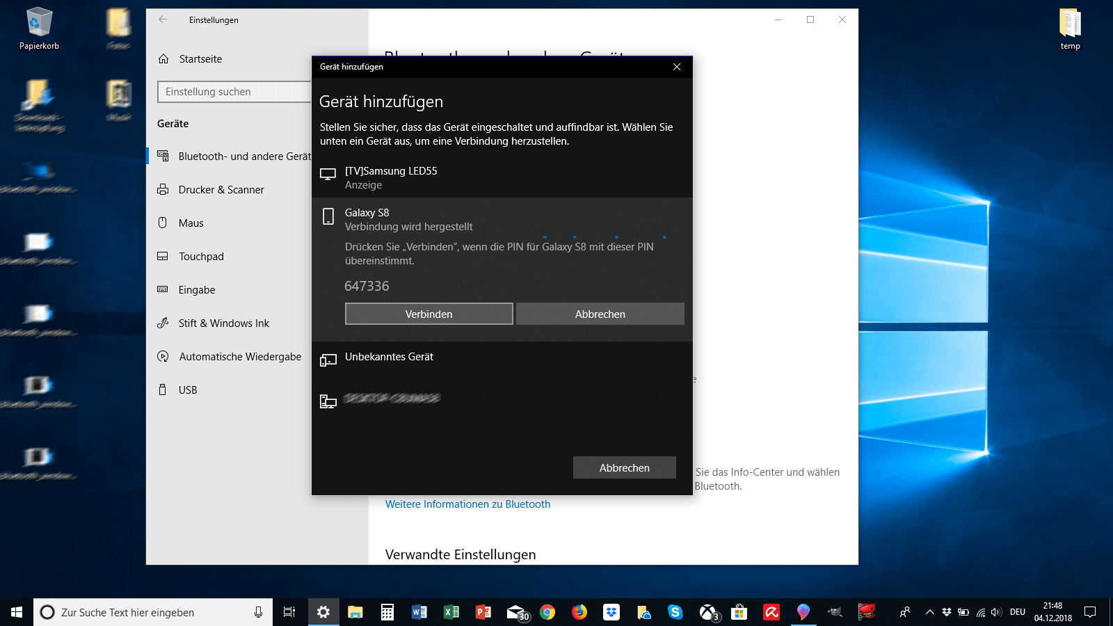 Bluetooth-Gerät hinzufügen unter Windows 10