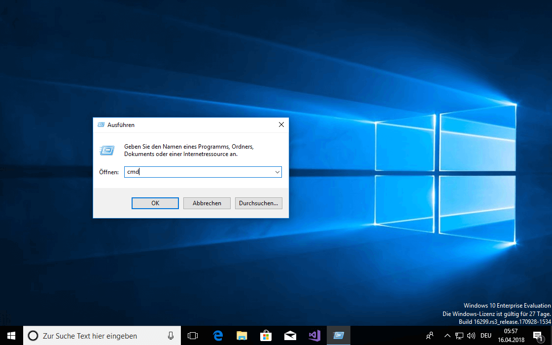 Fenster des Windows-Programms „Ausführen“