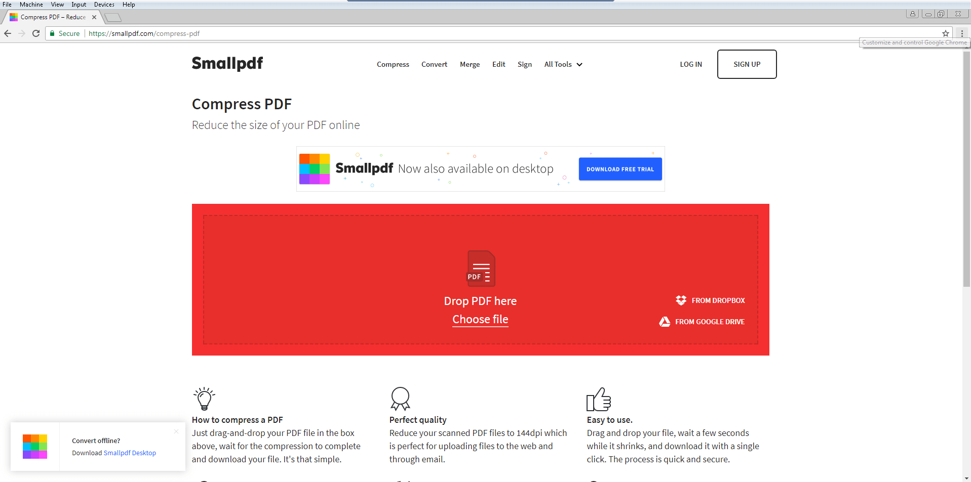 SmallPDF-Compress-PDF-Benutzeroberfläche