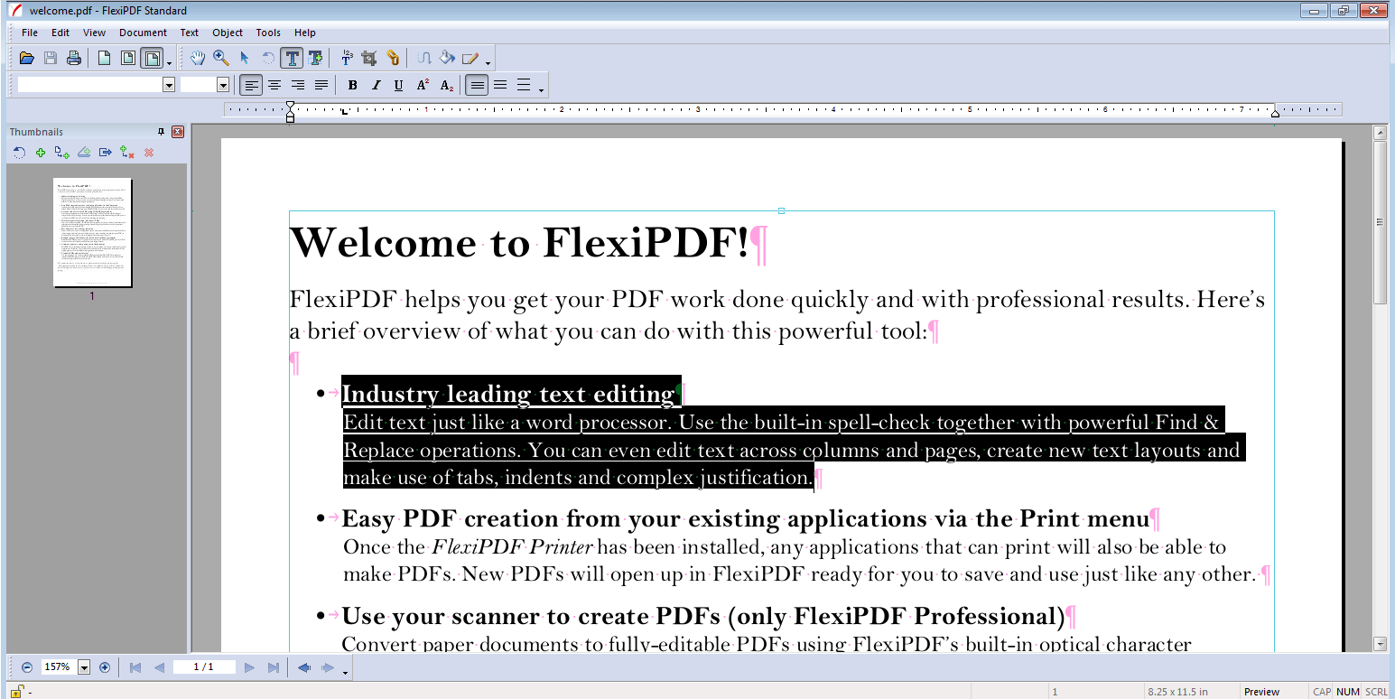 Textbearbeitungsfunktion in FlexiPDF