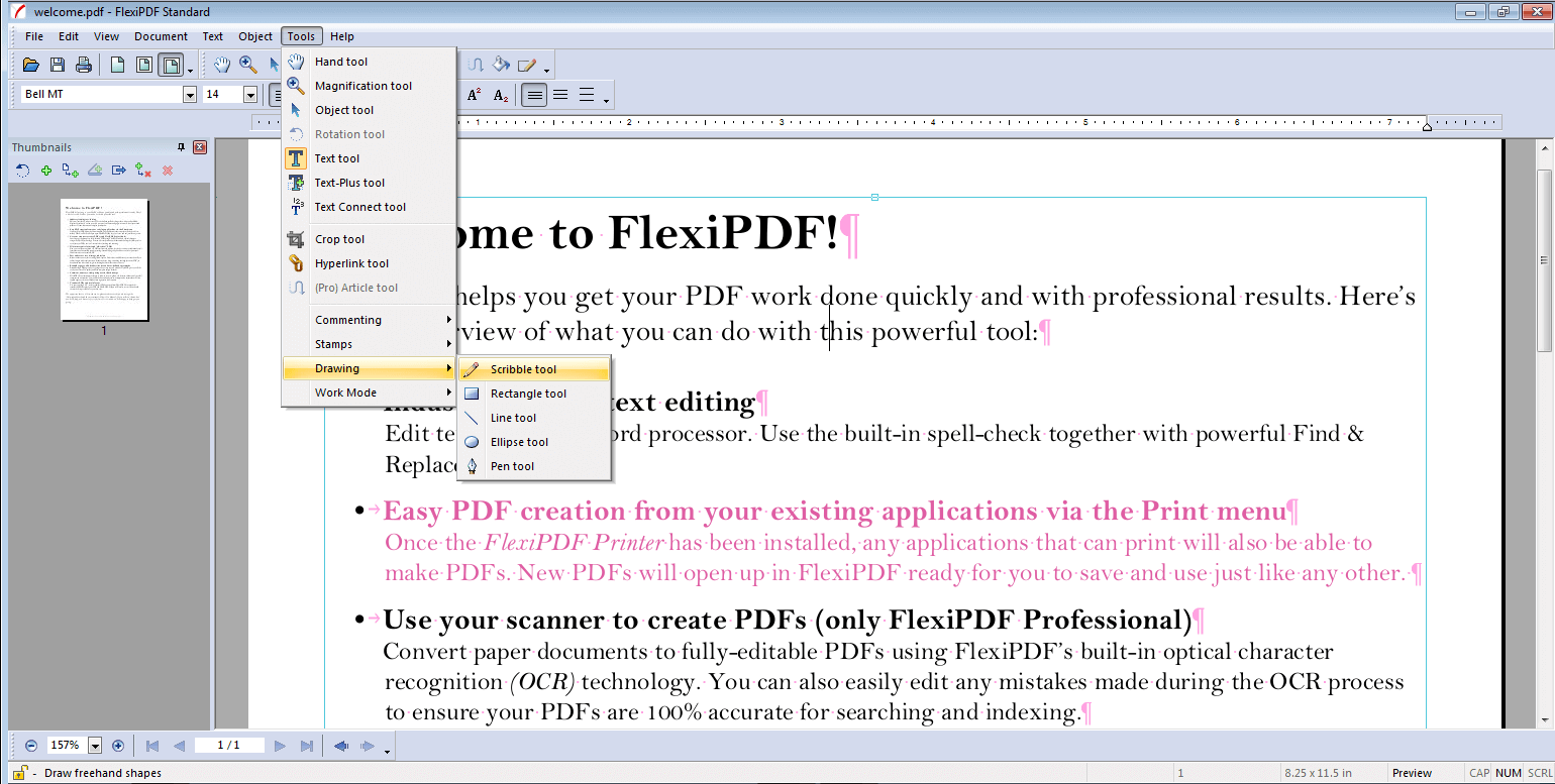 Werkzeugauswahl in FlexiPDF