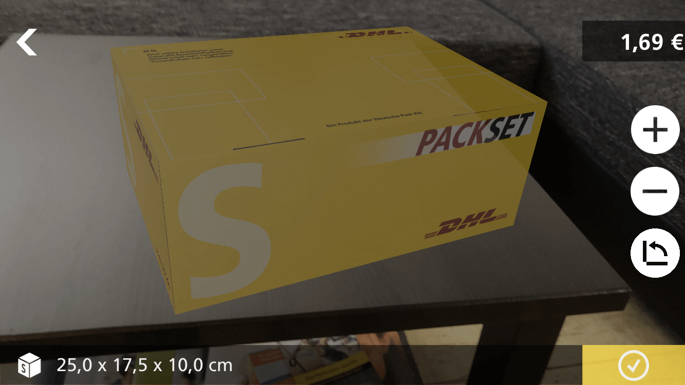 DHL Packset App: Virtuelle Packset-Box „S”
