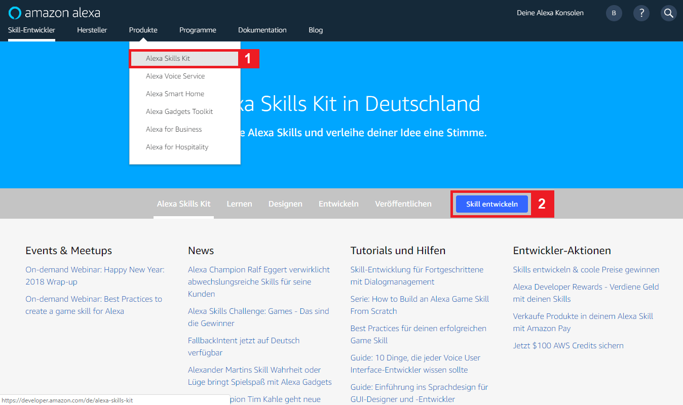 Amazon-Developer-Account: Das Alexa-Skills-Kit