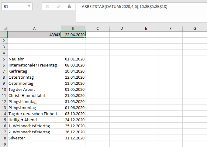 Arbeitstag Funktion In Excel So Einfach Funktioniert S Ionos