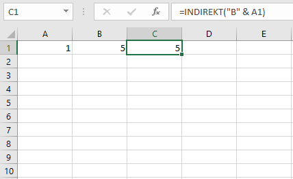 Excel-Funktion INDIREKT mit Texteingabe in Zellbezug