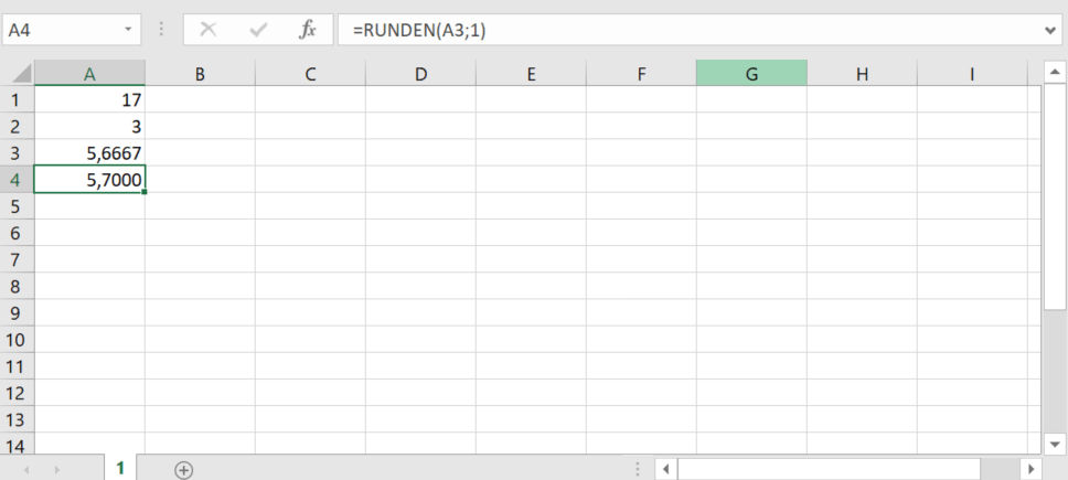 Excel: RUNDEN-Funktion