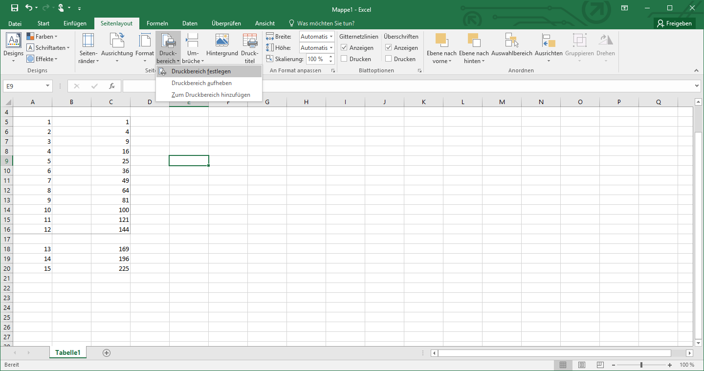 In Excel den Druckbereich festlegen
