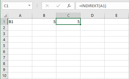 INDIREKT-Funktion in einer Excel-Tabelle
