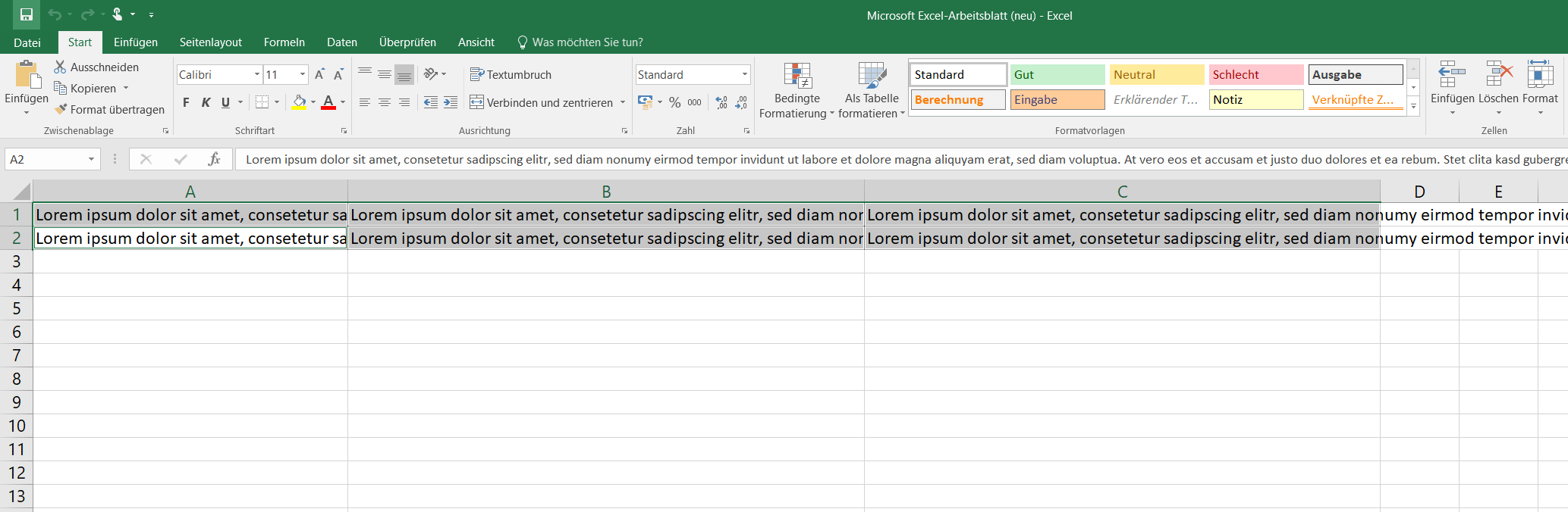 Microsoft Excel 2016: Ausgewählte Tabellenfelder