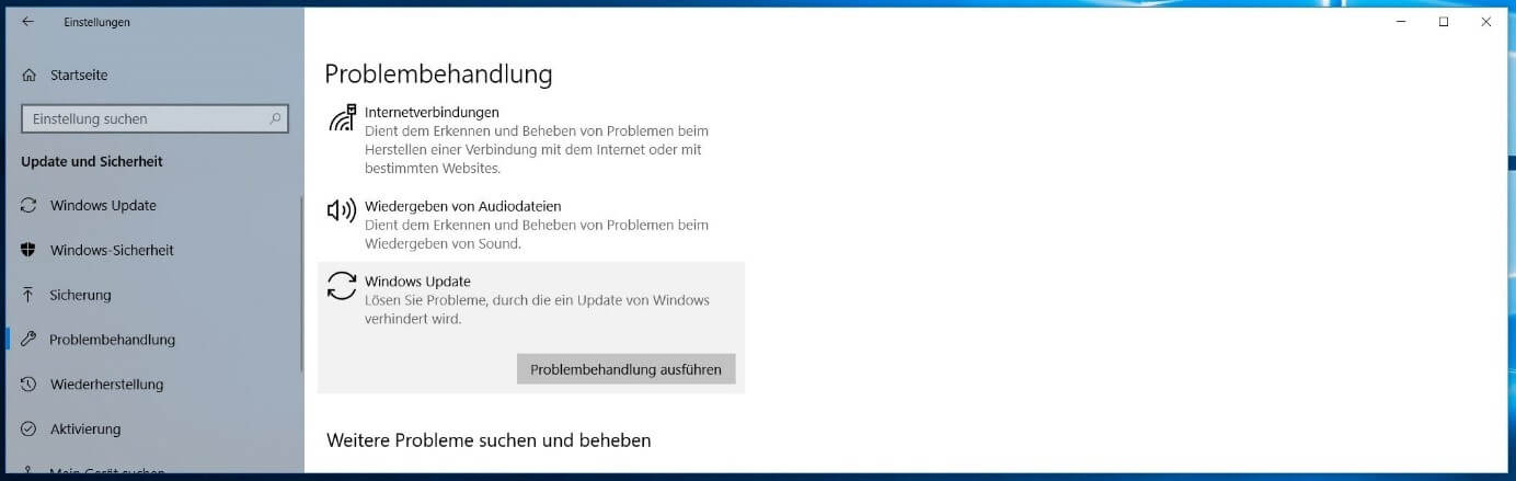 Problembehandlung „Windows Update“ in Windows 10