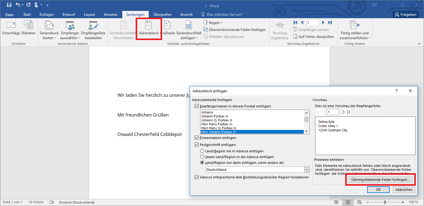 Serienbrief Erstellen In Word Anleitung Ionos