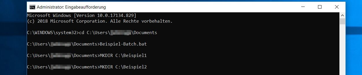 Windows-10-Eingabeaufforderung: Ausführen einer Batch-Datei