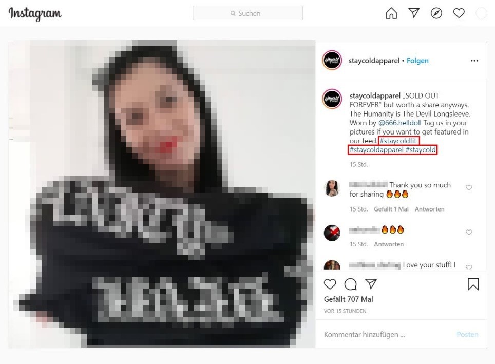 Hashtag-Marketing: Instagram-Account „staycoldapparel”