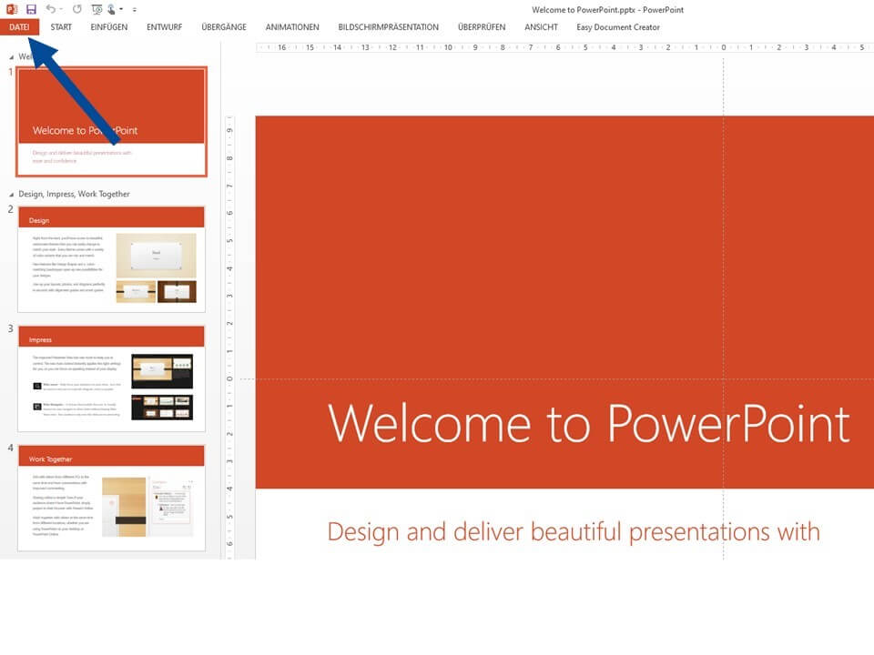 PowerPoint als PDF speichern, Schritt 1