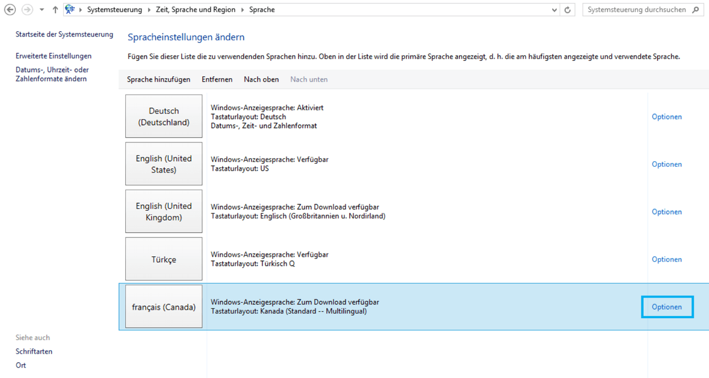 Windows 8: Neue Sprache(n) und Sprachpaket(e) hinzufügen