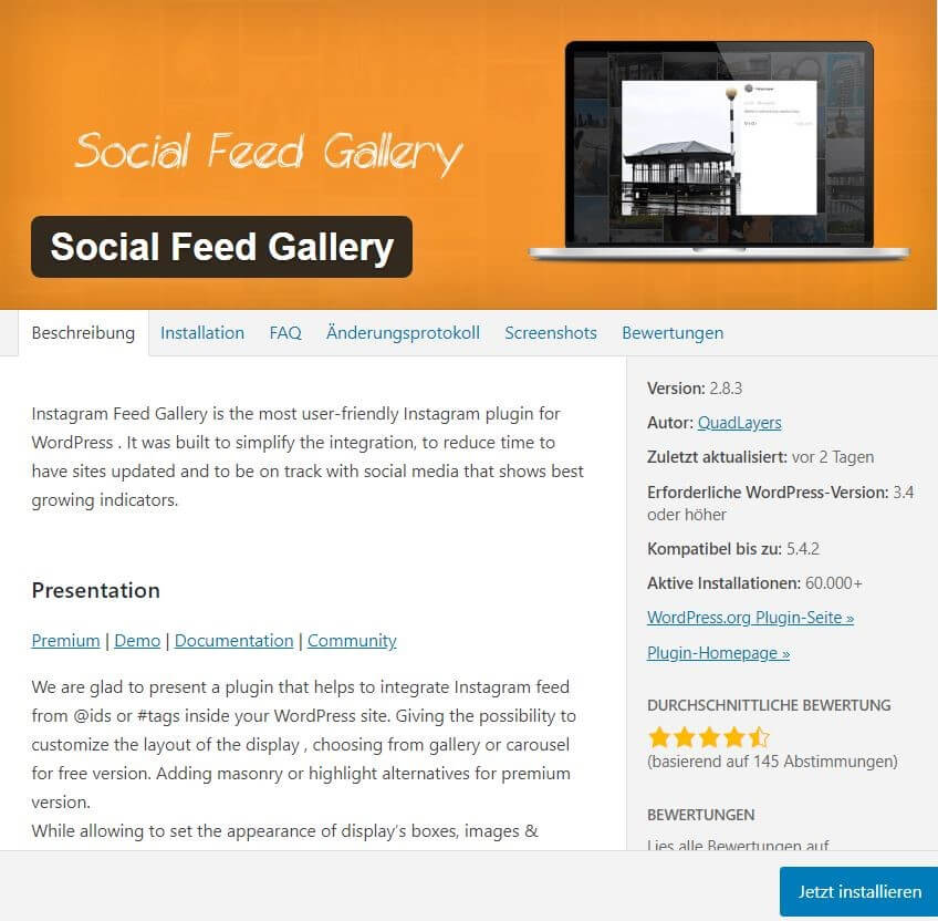WordPress Instagram-Plug-in: Social Feed Gallery