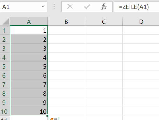 ZEILE-Funktion nummeriert automatisch