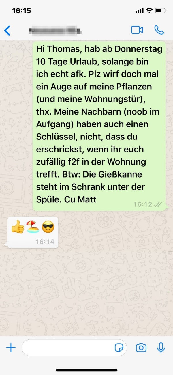 Text kopf whatsapp auf Fake WhatsApp