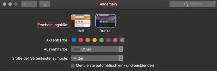 Dunkler Modus für Macintosh aktivieren