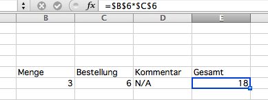 Excel-Formel mit dem $-Zeichen (Zellreferenzen fixieren)