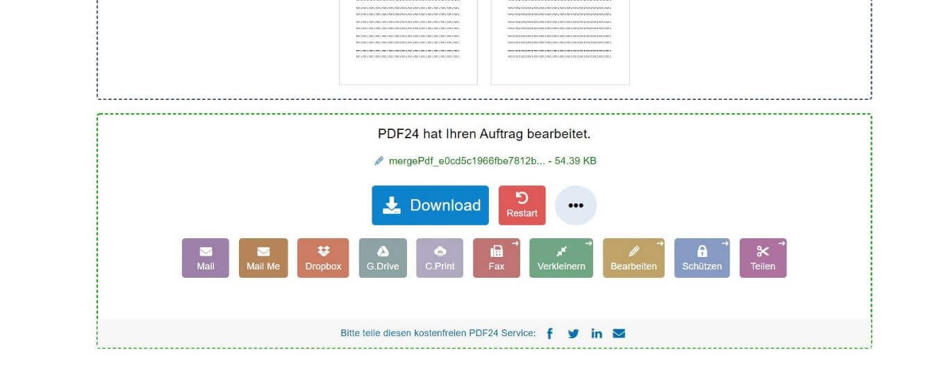 Exportoptionen beim PDF-Zusammenfügen mit PDF24 Tools