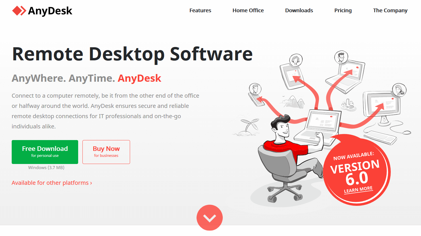 Homepage von AnyDesk