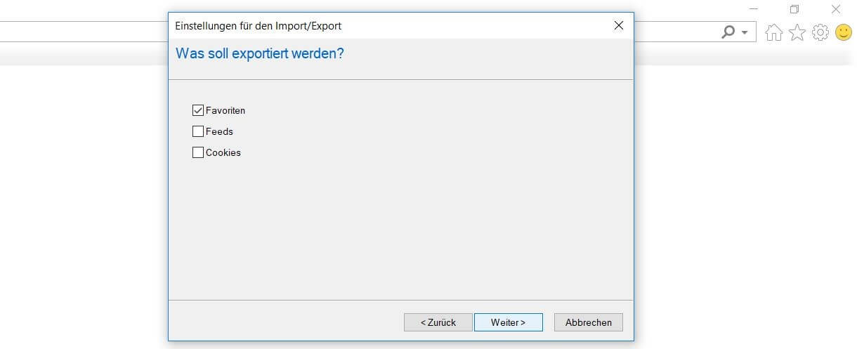Internet Explorer 11: Definition der Exportdaten