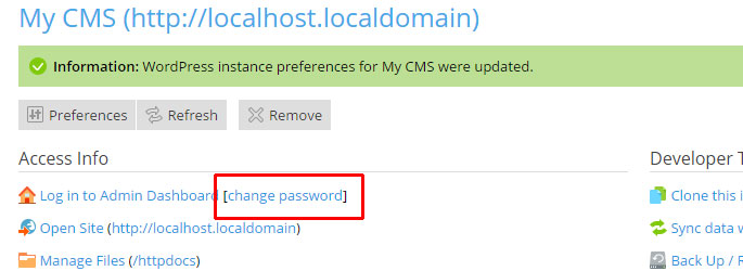 Admin Passwort ändern