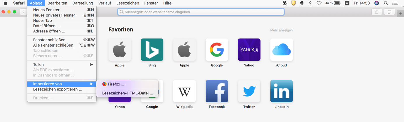 google lesezeichen in safari importieren